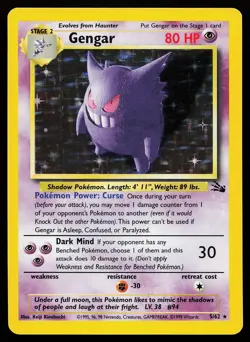 Gengar 5/62 Unlimited Holo Rare Fossil Pokemon Card - Image 1