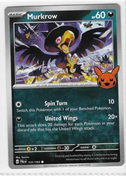 Murkrow 131/193 Common Paldea Evolved Pokemon Near Mint - Image 1