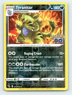 Pokemon Pokemon GO Tyranitar Reverse Holo 043/078 NM - Image 1