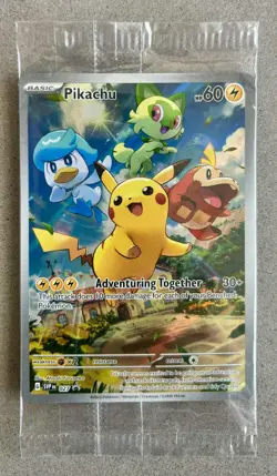 Pokemon Sealed Pikachu 27 SV Scarlet Violet Promo Card Black Star Rare New Holo - Image 1