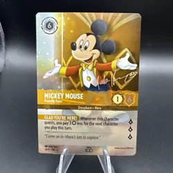 Lorcana TCG Disney 100 MICKEY MOUSE Friendly Face 18/P1 Promo Foil Card Miscut - Image 1