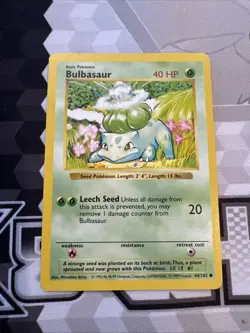 Pokemon TCG Bulbasaur Base Set, Shadowless Common Card 44/102 - Image 1