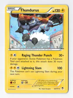 Thundurus 33/111 Rare XY - Furious Fists Pokemon Card TCG Lightly Played - Image 1
