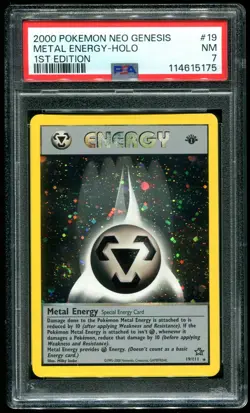 PSA 7 Metal Energy 1st Edition Holo Rare Neo Genesis 2000 Pokemon Card #19 - Image 1