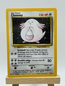 1999 Pokemon TCG Base Set Chansey 3/102 Holo Vintage Rare Card - Image 1