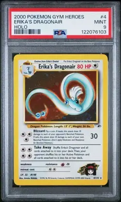 PSA 9 MINT Erika’s Dragonair 4/132 Gym Heroes Holo Rare Pokemon Card - Image 1