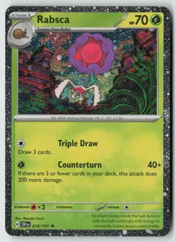 Rabsca 014/191 Rare Surging Sparks Pokemon Holo Cosmo Holo - Image 1