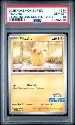 2025 POKEMON SVP EN-SV BLACK STAR PROMO ILLUSTRATION CONTEST 2024 PIKACHU PSA 10 - Image 1