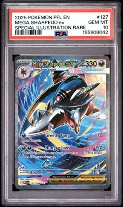 MEGA SHARPEDO ex 127/094 SIR Pokemon Phantasmal Flames PSA 10 GEM - Image 1