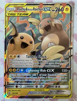 Pokemon TCG Raichu & Alolan Raichu GX Unified Minds 54/236 TAG TEAM Holo UR - Image 1