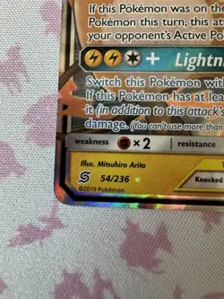 Pokemon TCG Raichu & Alolan Raichu GX Unified Minds 54/236 TAG TEAM Holo UR - Image 4