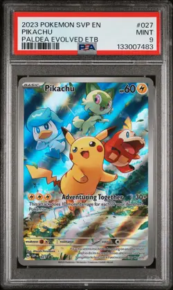 Pikachu 027/193 Paldea Evolved Elite Trainer Box Pokemon PSA 9 - Image 1