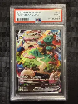 2020 Pokemon Sword & Shield Snorlax VMAX 142/202 Full Art Rare PSA 9 MINT - Image 1