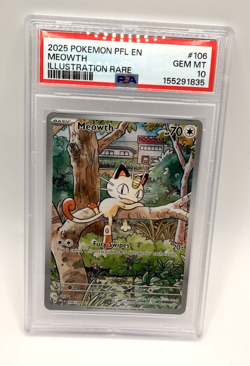 2025 Pokemon Phantasmal Flames MEOWTH 106/094 Illustration Rare GEM MINT PSA 10 - Image 1
