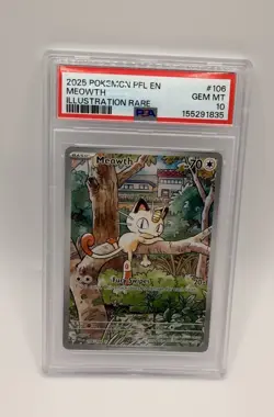 2025 Pokemon Phantasmal Flames MEOWTH 106/094 Illustration Rare GEM MINT PSA 10 - Image 2