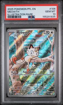 2025 Pokemon Phantasmal Flames MEOWTH 106/094 Illustration Rare GEM MINT PSA 10 - Image 4