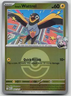 Iono's Wattrel (Poke Ball) 071/217 Ascended Heroes Pokemon Reverse Holo NM - Image 1