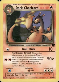 Dark Charizard 21/82 Rare Team Rocket Pokemon Unlimited Heavily Played - Image 1