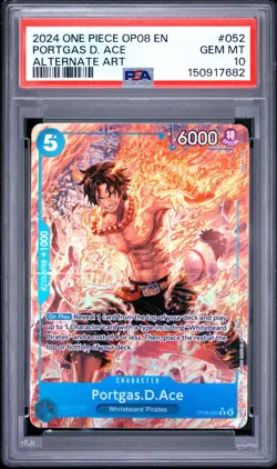 2024 ONE PIECE OP08-TWO LEGENDS ALTERNATE ART #052 PORTGAS D. ACE PSA 10 - Image 1