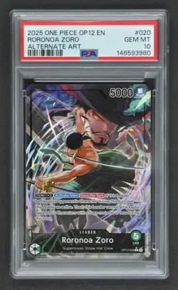 2025 One Piece OP12 EN ~ RORONOA ZORO ~ Alternate Art #20 - GEM MT PSA 10 - Image 1