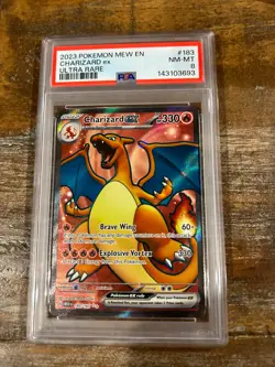 POKEMON 2023 Mew En 151 Ultra Rare CHARIZARD EX #183 PSA 8 RARE - Image 1