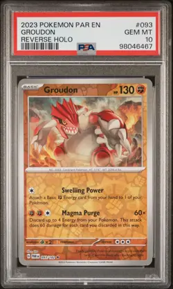 2023 POKEMON PARADOX RIFT PAR EN #93 GROUDON REVERSE HOLO PSA 10 POP 4! - Image 1