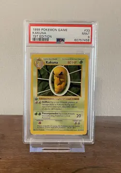 1999 POKEMON 1ST EDTION SHADOWLESS KAKUNA #33 PSA 9 - Image 1