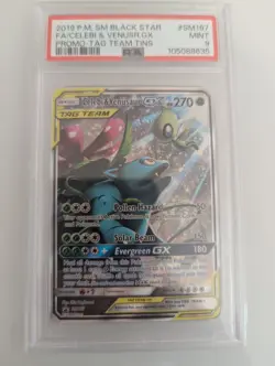 2019 POKEMON SM BLACK STAR PROMO #SM167 FULL ART/CELEBI & VENUSAUR GX PSA 9 - Image 1