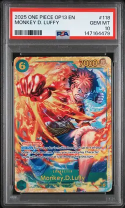 2025 ONE PIECE OP13-CARRYING ON HIS WILL #118 MONKEY D. LUFFY PSA 10 - Image 1