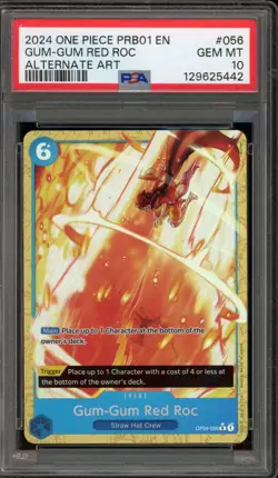 One Piece CCG Gum-Gum Red Roc PRB01 Alternate Art OP04-056 PSA 10 Gem Mint - Image 1