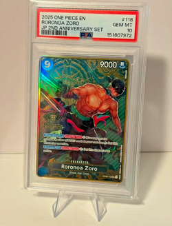 2025 One Piece EN Roronoa Zoro JP 2nd Anniversary Set #118 PSA 10 GEM MINT - Image 1