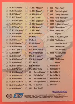 Topps Pokemon TV Card Series 3 Pikachu Butterfree Checklist - Image 2