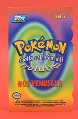 Topps Pokemon Card TV The First Movie Blue Logo 3 of 12 Die Cut Venusaur - Image 2