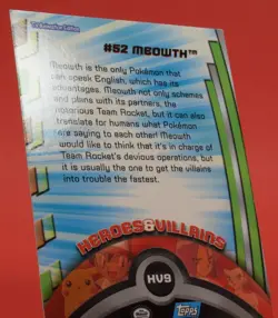 Topps Pokemon Card TV Series 3 Heroes Villains HV9 #52 Meowth Silver Holo Foil - Image 4