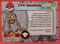 Topps Pokemon Card TV Chrome Series 1 #74 Geodude Holo Foil - Image 2