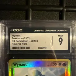CGC 9 MINT Wynaut 2003 EX Sandstorm 54/100 Reverse Holo Pokemon Card - Image 2