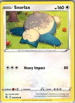 Snorlax 206/264 Non Holo SWSH08: Fusion Strike - Pokemon Card - NM - Image 1