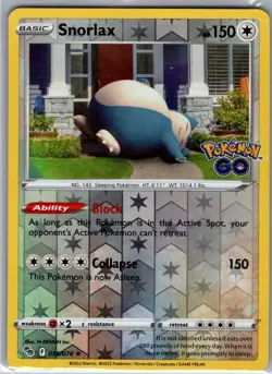 Snorlax 055/078 Reverse Holo Pokemon GO - Pokemon Card - NM - Image 1