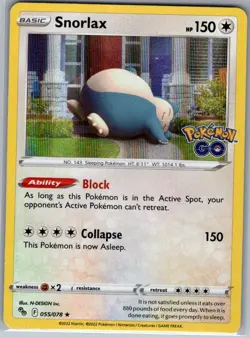 Snorlax 055/078 Holo Pokemon GO - Pokemon Card - NM - Image 1