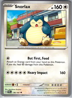 Snorlax 136/167 Non Holo SV06: Twilight Masquerade - Pokemon Card - NM - Image 1