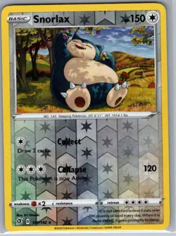 Snorlax 141/192 Reverse Holo SWSH02: Rebel Clash - Pokemon Card - NM - Image 1