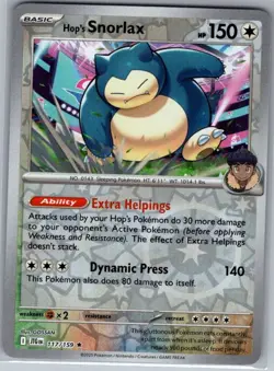 Hop's Snorlax 117/159 Reverse Holo SV09: Journey Together - Pokemon Card - NM - Image 1