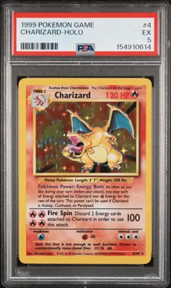 PSA 5 EX Charizard 4/102 Base Set Holo Rare Pokemon Card - Image 1