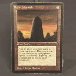 MTG Beta "Basalt Monolith" Magic The Gathering HP Heavy Wear - Image 1