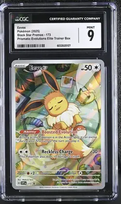 CGC 9 EEVEE 173 PRISMATIC EVOLUTIONS ETB BLACK STAR PROMO POKEMON - Image 1