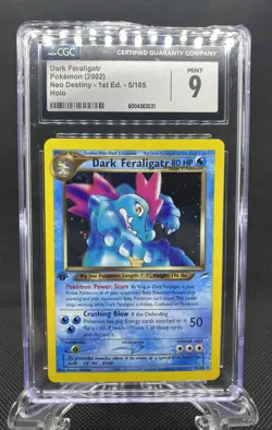 2002 Pokemon Neo Destiny 1st Edition Dark Feraligatr Holo 5/105 CGC 9 (DMG SLAB) - Image 1