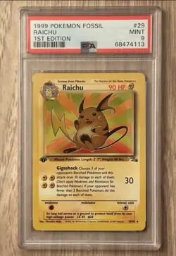 1999 Pokemon 1st Edition Fossil Raichu NON HOLO PSA 9 Certification # 68474113 - Image 1