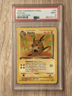 1999 Pokemon 1st Edition Fossil Raichu NON HOLO PSA 9 Certification # 68474113 - Image 4