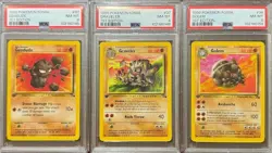 PSA 8 GEODUDE 47 GRAVELER 37 GOLEM 36 FOSSIL 1ST EDITION POKEMON - Image 1