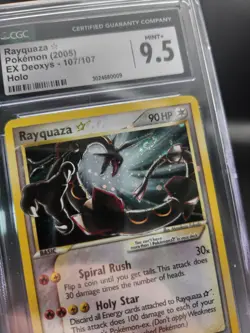 CGC 9.5 2007 POKEMON EX DEOXYS #107 GOLD STAR RAYQUAZA HOLO RARE MINT 💫SWIRL💫 - Image 1